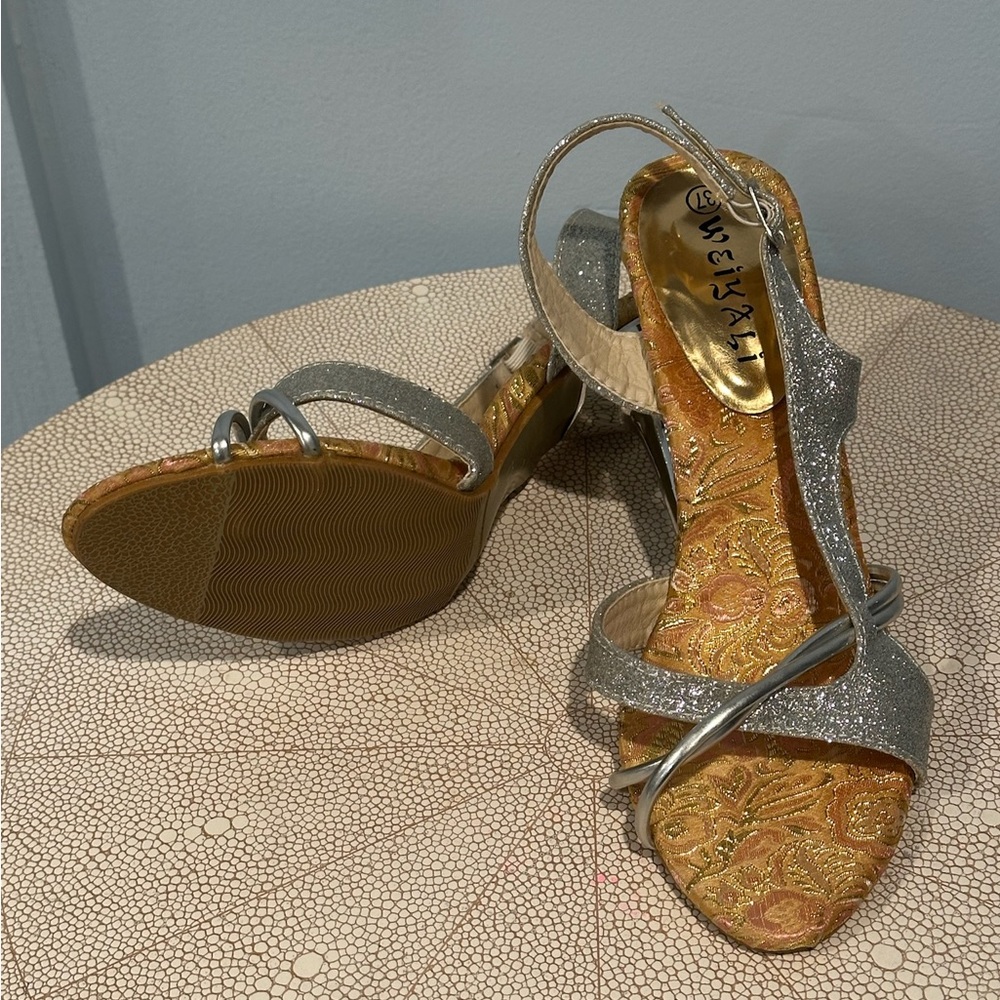 Elegant Silver Strappy Sandals